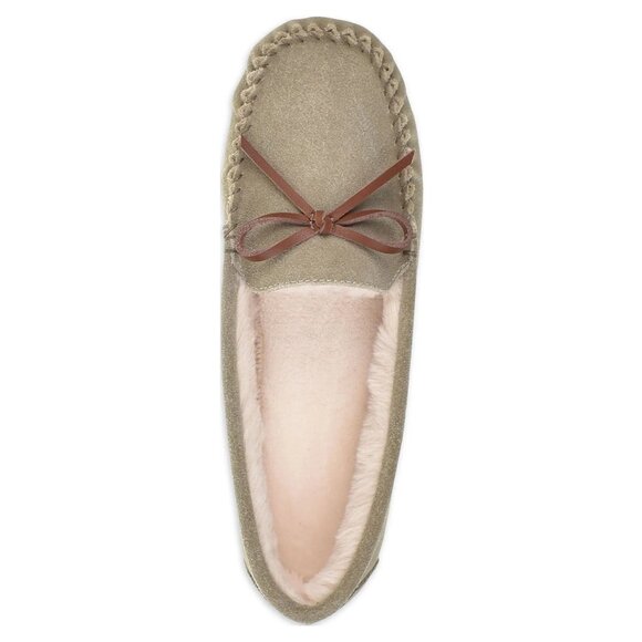 Secret Treasures Size 11 Slippers Genuine Suede Moccasin Plush Lining Bow Accent - Picture 6 of 10